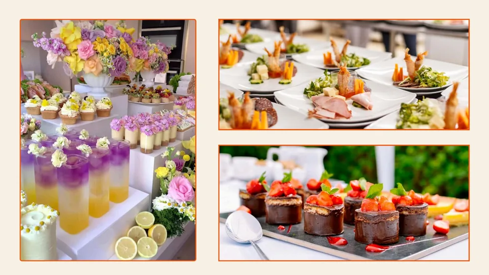 Evento social con bebidas y alimentos